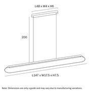 CORSA 40w LED CCT 1500mm Black Linear Pendant