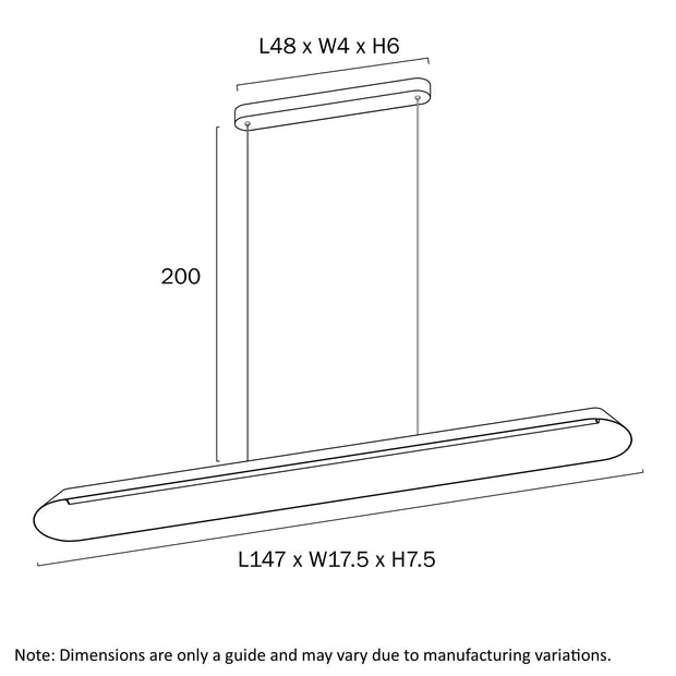 CORSA 40w LED CCT 1500mm Black Linear Pendant