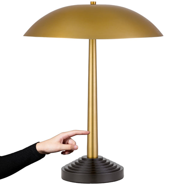 CORVUS Antique Brass and Dark Coffee Base 2xE27 Touch Lamp