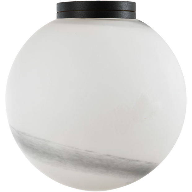 Crest Orb 120mm IP44 Wall Light Black with Alabaster