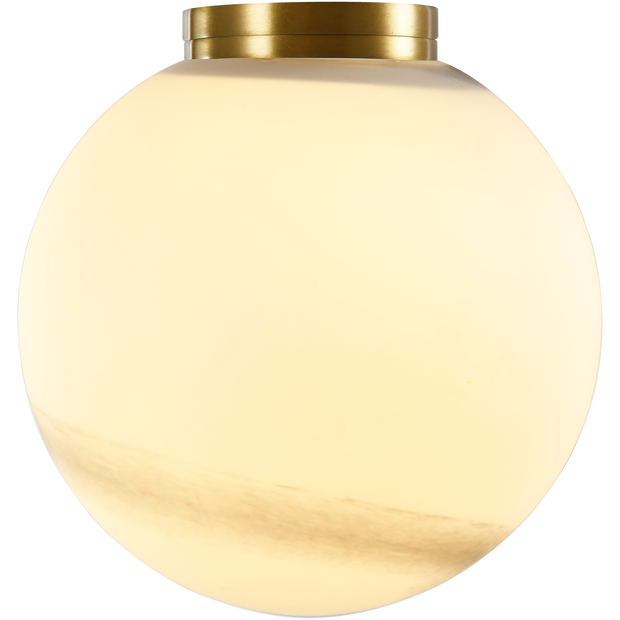 Crest Orb 120mm IP44 Wall Light Brass with Alabaster