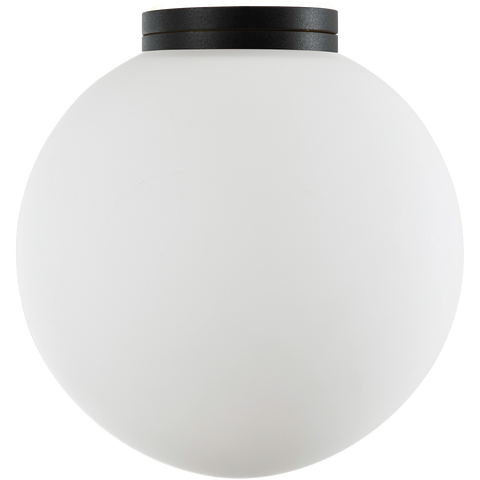 Crest Orb 120mm IP44 Wall Light Black with Opal