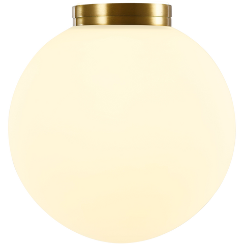 Crest Orb 120mm IP44 Wall Light Brass with Opal