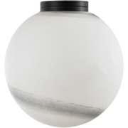 Crest Orb 140mm IP44 Wall Light Black with Alabaster