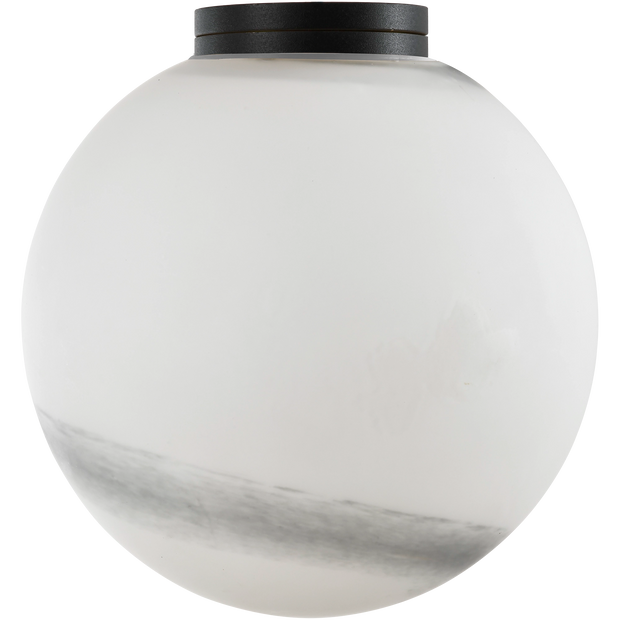 Crest Orb 140mm IP44 Wall Light Black with Alabaster