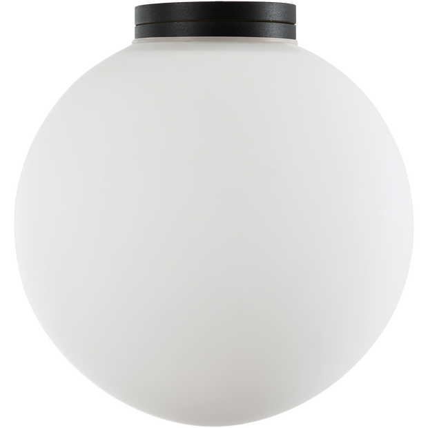 Crest Orb 140mm IP44 Wall Light Black with Opal