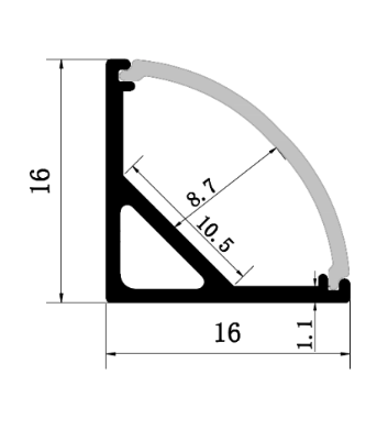 Aluminium Extrusion 2m Corner Mount Profile Silver