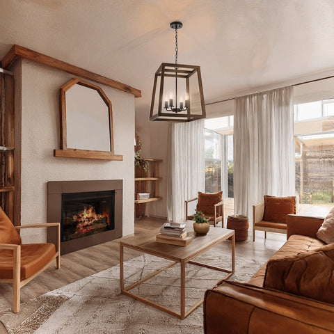 Dalton 4lt Pendant Black with Walnut Timber