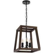 Dalton 3 Light Black and Walnut Timber Pendant