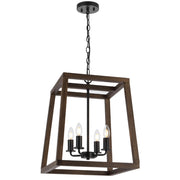 Dalton 4lt Pendant Black with Walnut Timber