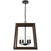 Dalton 4lt Pendant Black with Walnut Timber