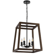 Dalton 4lt Pendant Black with Walnut Timber