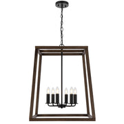 Dalton 6 Light Black and Walnut Timber Pendant