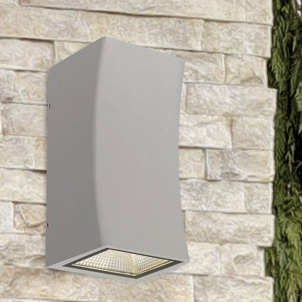 DASH 2x7w LED CCT IP44 Curved Up and Down Silver Wall Light