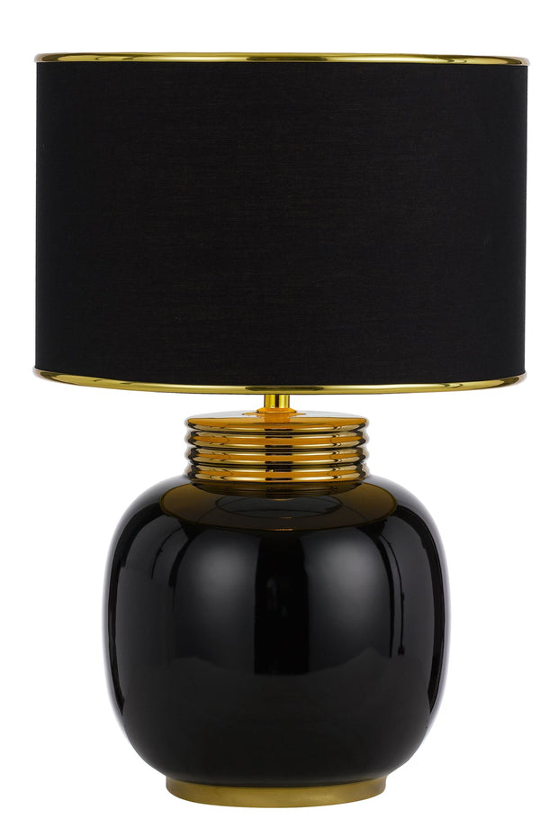 Davila E27 Table Lamp Black with Gold Trim
