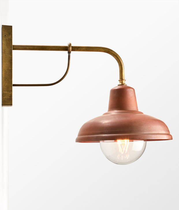 Deksel E27 IP23 Dome Wall Light Aged Copper and Brass