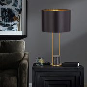 DESIRE Black Marble Base with Black Shade E27 Table Lamp