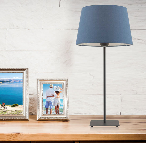 DEVON Black Base with Blue Shade E27 Table Lamp