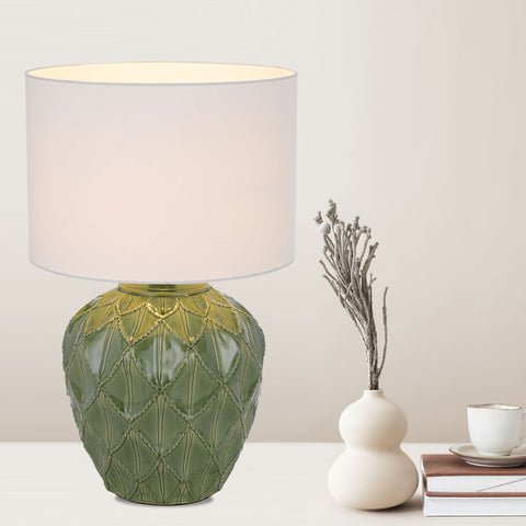 Diaz Ceramic Table Lamp Green/White