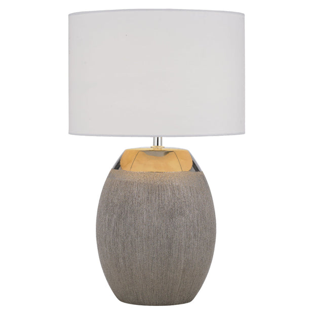DILLION Silver with White Shade E27 Table Lamp