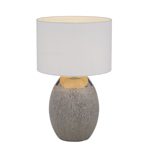 DILLION Silver with White Shade E27 Table Lamp