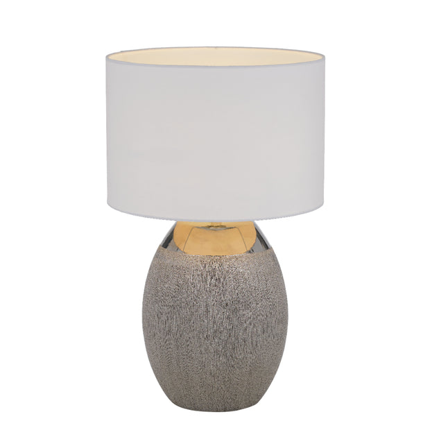DILLION Silver with White Shade E27 Table Lamp