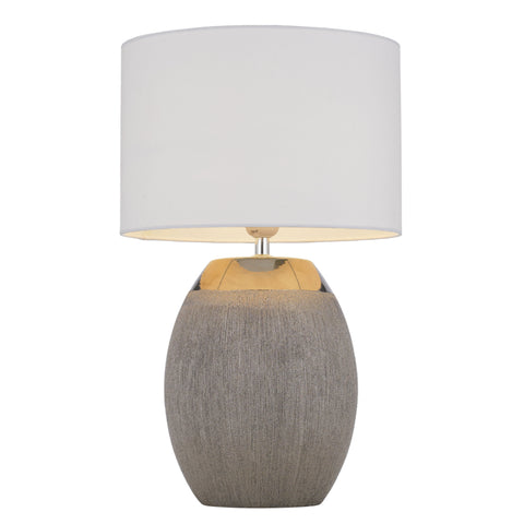 DILLION Silver with White Shade E27 Table Lamp
