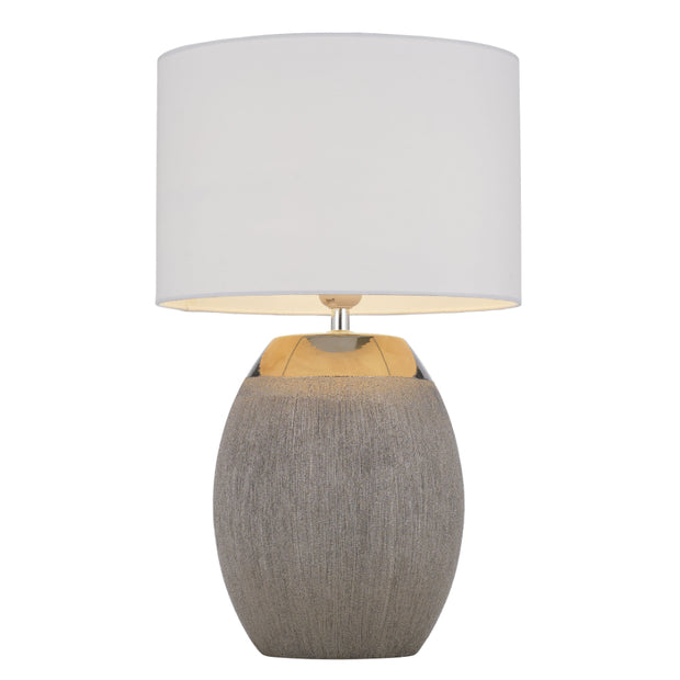 DILLION Silver with White Shade E27 Table Lamp
