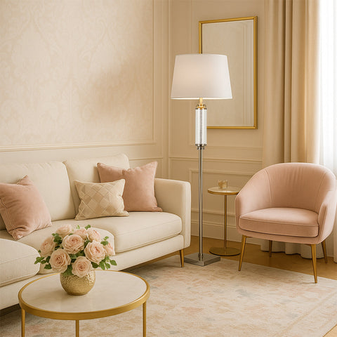 Dorcel Floor Lamp White and Nickel