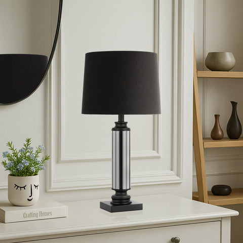 Dorcel Table Lamp Black and Smoke with Gold Inner