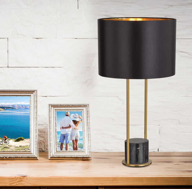 DESIRE Black Marble Base with Black Shade E27 Table Lamp