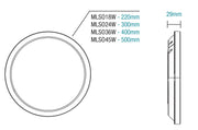 Spectra 220mm LED Oyster Light 18w Dimmable Tricolour White