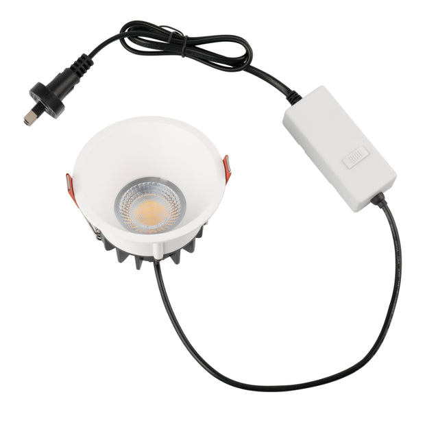 ECONE 10w LED CCT 50° IP40 Triac Dimmable White Trim Downlight