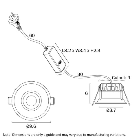 Econe 96 10w LED Downlight White 3CCT