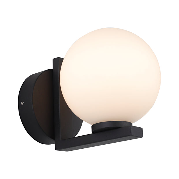 Elin 1 Light Black and Opal Ball G9 IP44 Wall Light