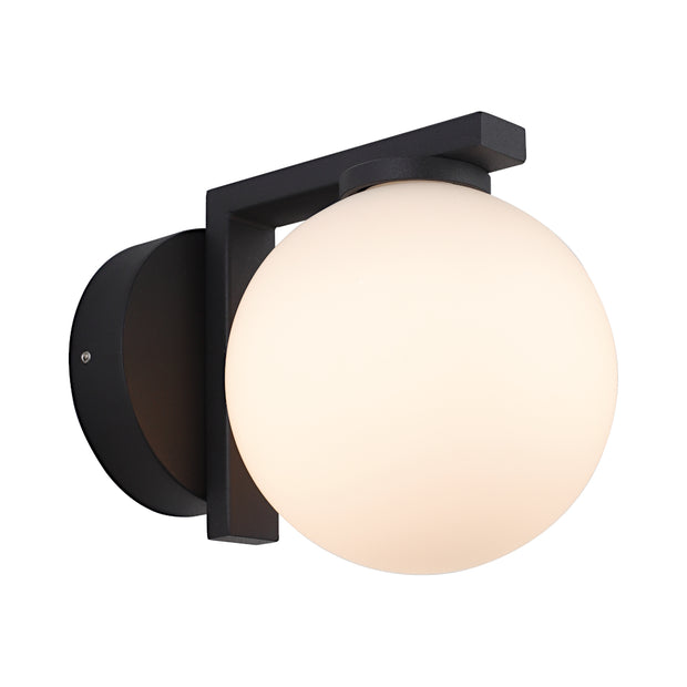 Elin 1 Light Black and Opal Ball G9 IP44 Wall Light