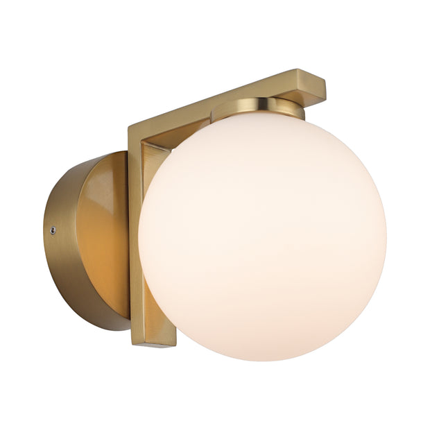 Elin 1 Light Gold and Opal Ball G9 IP44 Wall Light