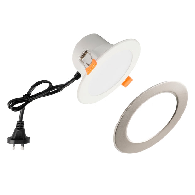 ELON 9w LED CCT Dimmable IP44 Nickel Downlight