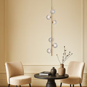 Elson 6lt Pendant Antique Gold with Smoke Tear Pattern Glass