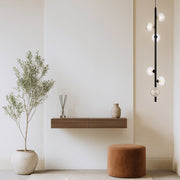 Elson 6lt Pendant Black with Clear Prism Pattern Glass