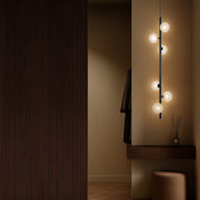 Elson 6lt Pendant Black with Frost Tear Pattern Glass