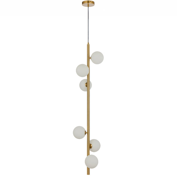 Elson 6lt Pendant Antique Gold with Opal Matt Glass