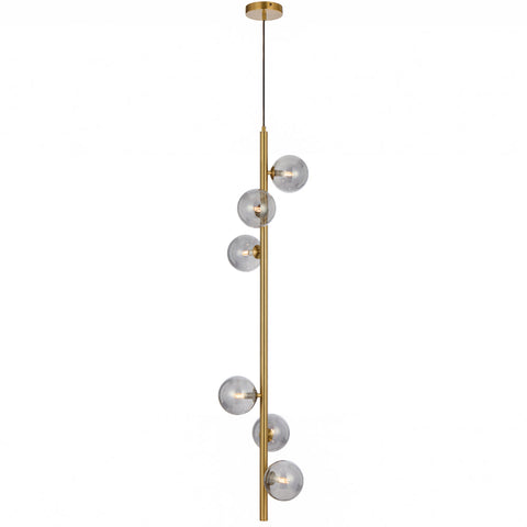 Elson 6lt Pendant Antique Gold with Smoke Glass