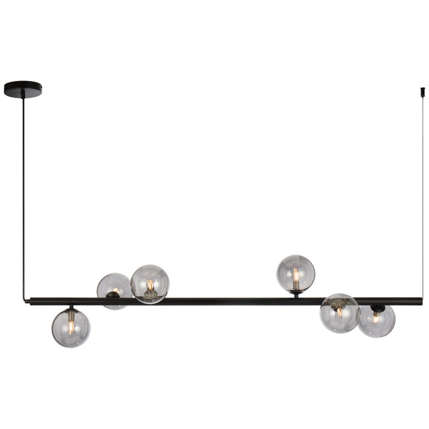 Elson 6lt Pendant Black with Smoke Glass