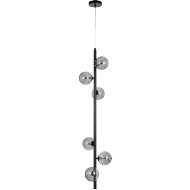 Elson 6lt Pendant Black with Smoke Glass
