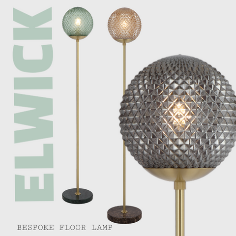 Elwick E27 Floor Lamp Brass, Black and Smoke
