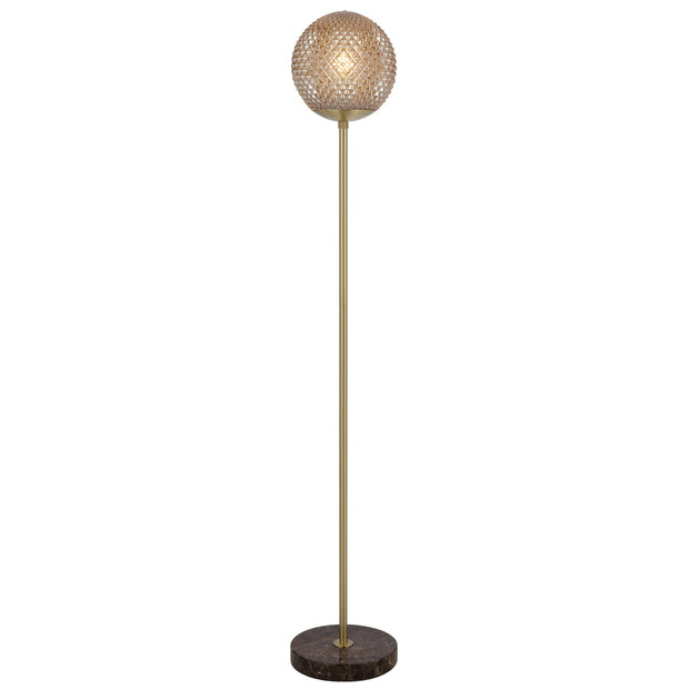 Elwick E27 Floor Lamp Brass, Brown and Amber