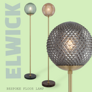 Elwick E27 Floor Lamp Brass and Green