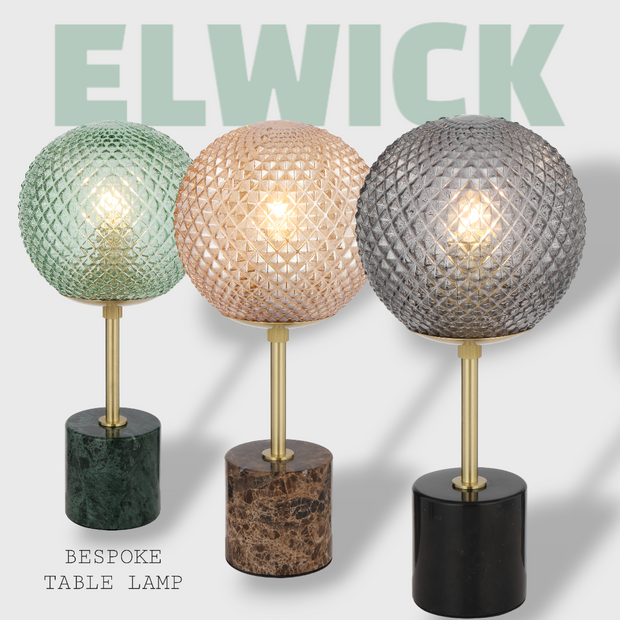 Elwick E27 Table Lamp Brass, Black and Smoke