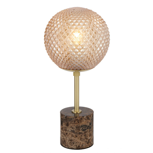 Elwick E27 Table Lamp Brass, Brown and Amber